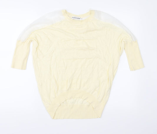 Madison Womens Yellow  Knit Pullover Jumper Size L
