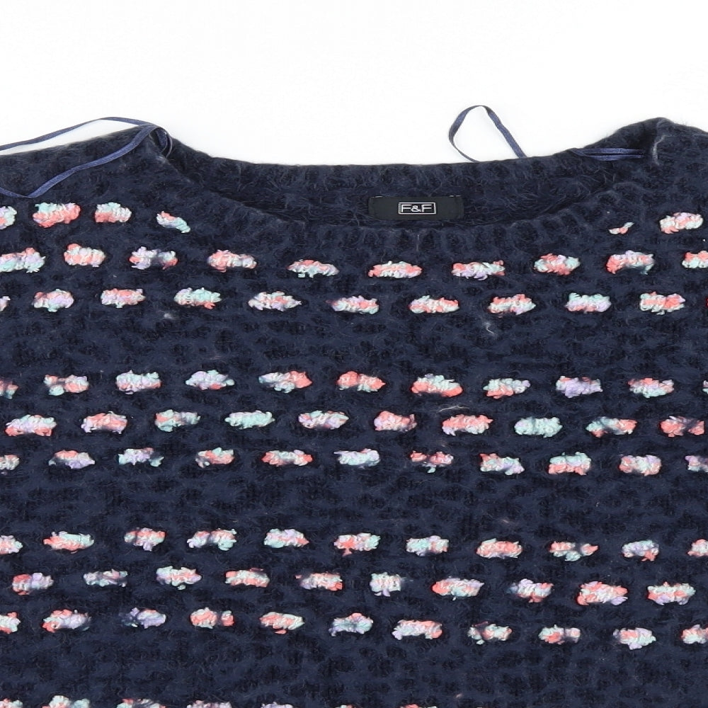F&F Womens Blue Polka Dot  Pullover Jumper Size 16
