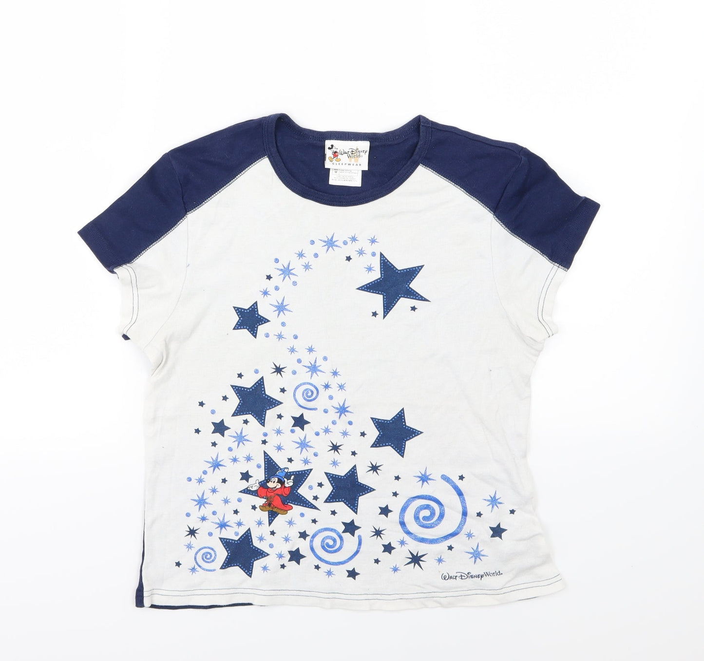 Walt Disney Womens White  Jersey Top Pyjama Top Size M  - Mickey Mouse
