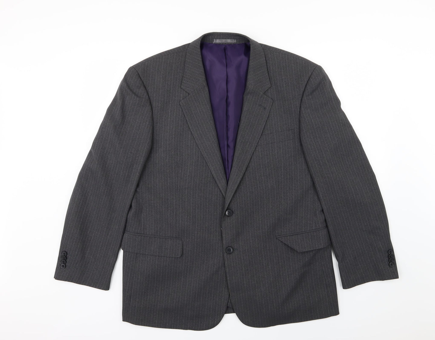 Taylor & Wright Mens Grey Striped Rayon Jacket Suit Jacket Size 44