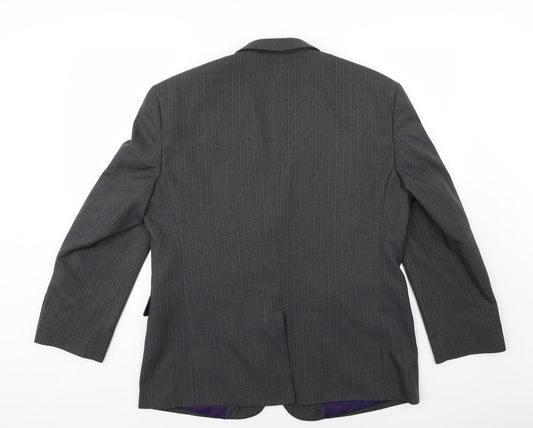 Taylor & Wright Mens Grey Striped Rayon Jacket Suit Jacket Size 44