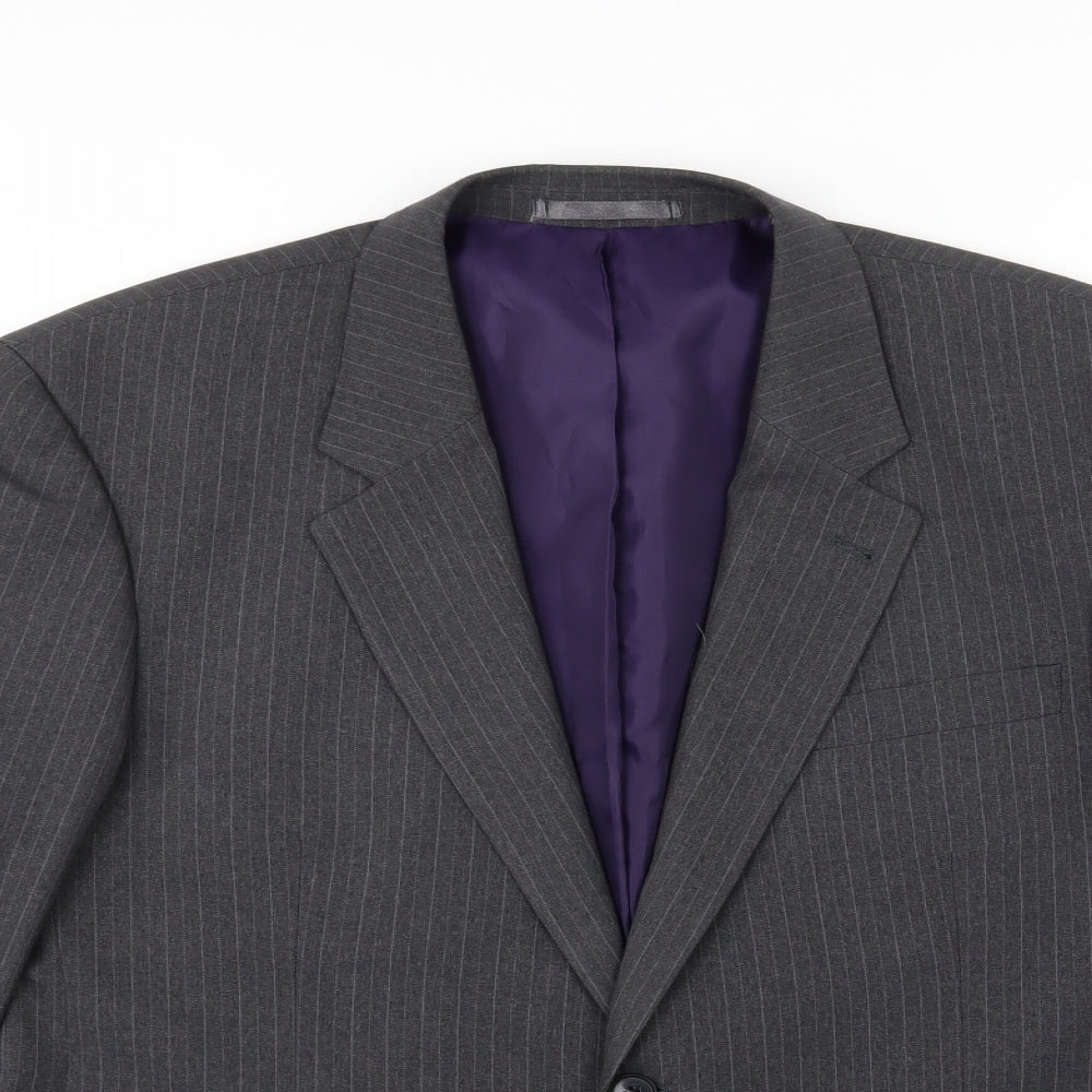 Taylor & Wright Mens Grey Striped Rayon Jacket Suit Jacket Size 44