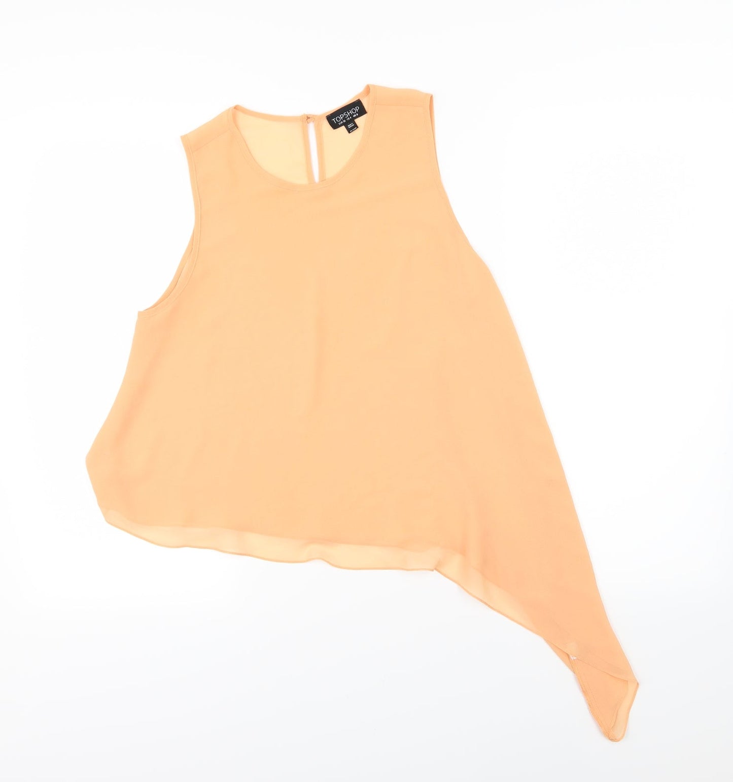 Topshop Womens Orange  Chiffon Basic Blouse Size 8  - Aysemmetrical Hem