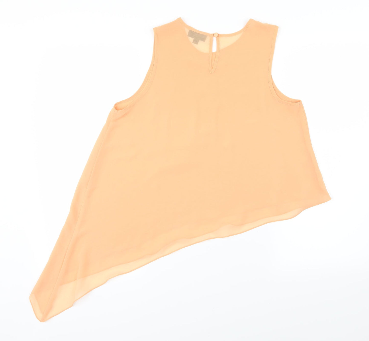 Topshop Womens Orange  Chiffon Basic Blouse Size 8  - Aysemmetrical Hem