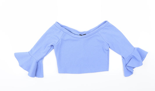 kiah Womens Blue   Basic Blouse Size 12  - CROPPED