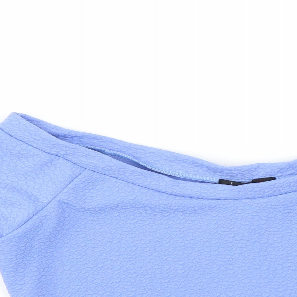 kiah Womens Blue   Basic Blouse Size 12  - CROPPED