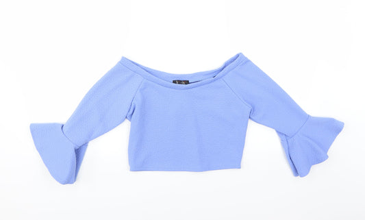 kiah Womens Blue   Basic Blouse Size 12  - CROPPED