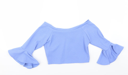 kiah Womens Blue   Basic Blouse Size 12  - CROPPED