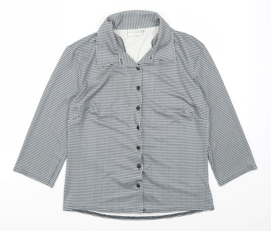 H&M Womens Grey Check  Basic Button-Up Size XL