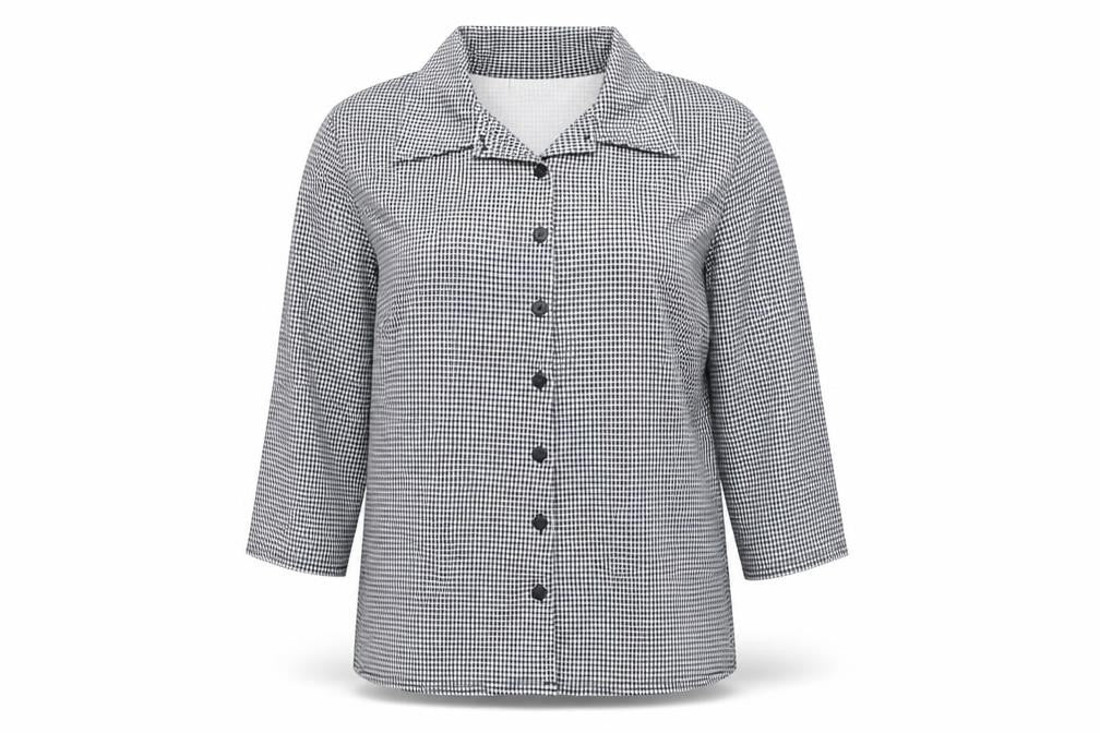 H&M Womens Grey Check  Basic Button-Up Size XL