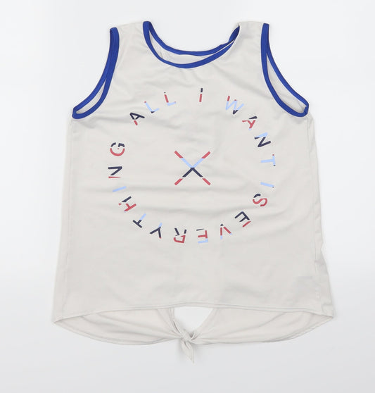 Matalan Girls White   Basic Tank Size 9 Years  - All I Want Is Everything