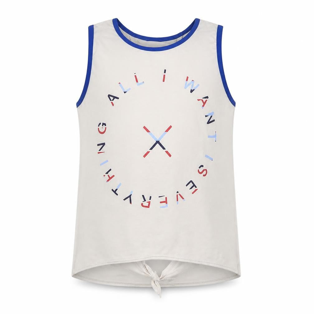 Front view of Matalan girls’ white basic tank, size 9, years - all i want is everything