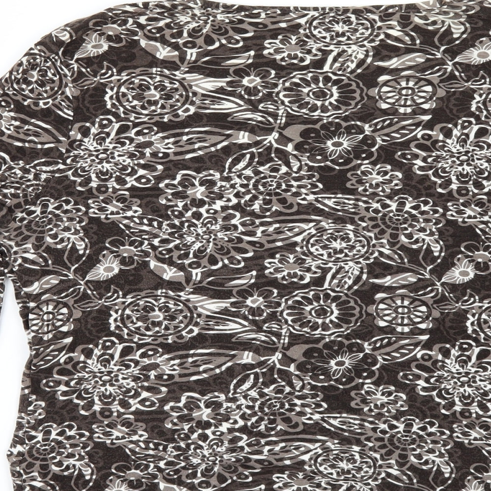 Soon Womens Brown Floral  Basic T-Shirt Size 16