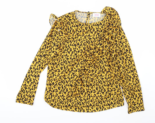 Savida` Womens Yellow Animal Print  Tunic Blouse Size XS