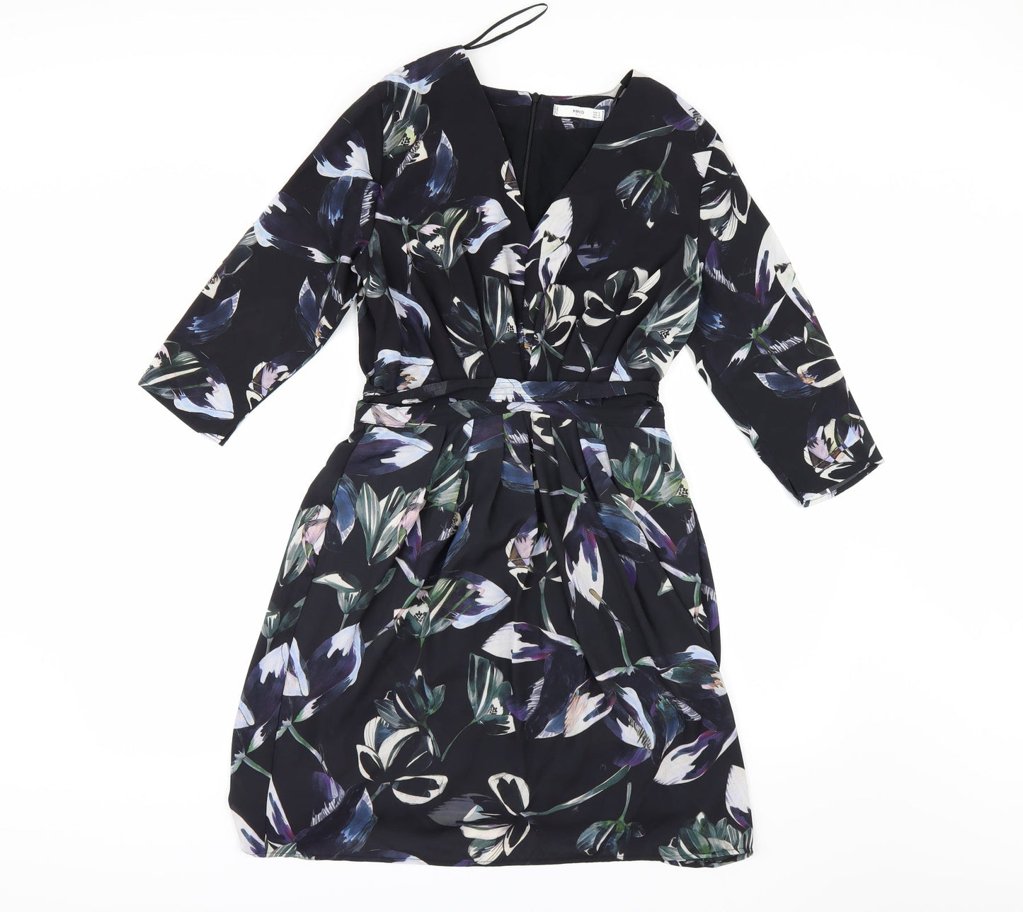 MNG Womens Black Floral  Fit & Flare  Size S