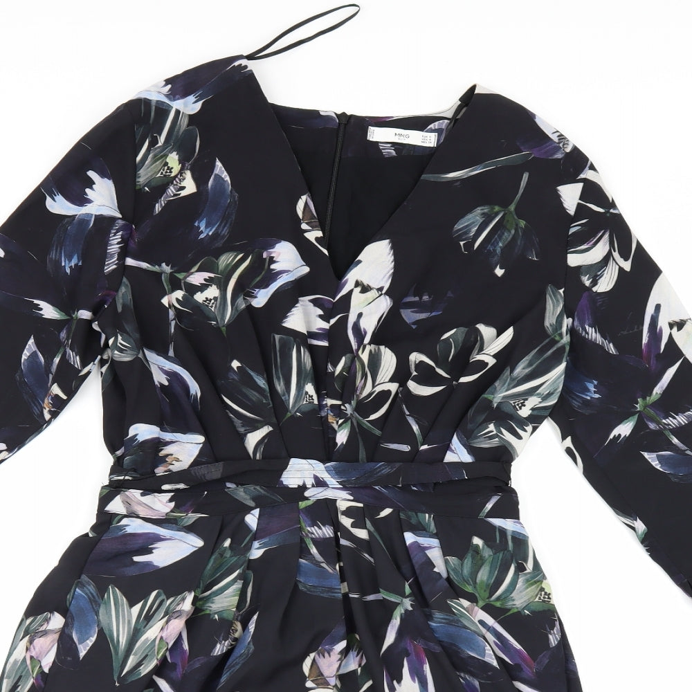 MNG Womens Black Floral  Fit & Flare  Size S