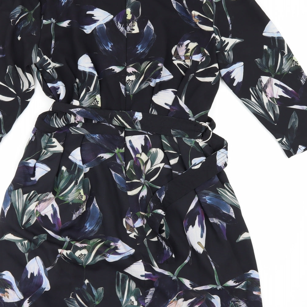 MNG Womens Black Floral  Fit & Flare  Size S