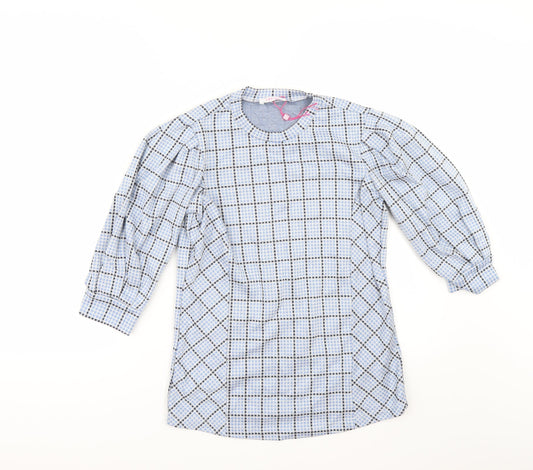 Savida Womens Blue Check  Tunic Blouse Size XS