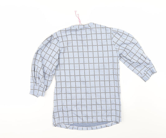 Savida Womens Blue Check  Tunic Blouse Size XS