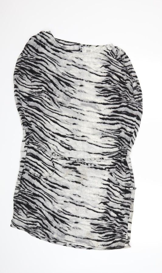 Saint Tropez Clothing Womens Grey Animal Print  Kimono Blouse Size M