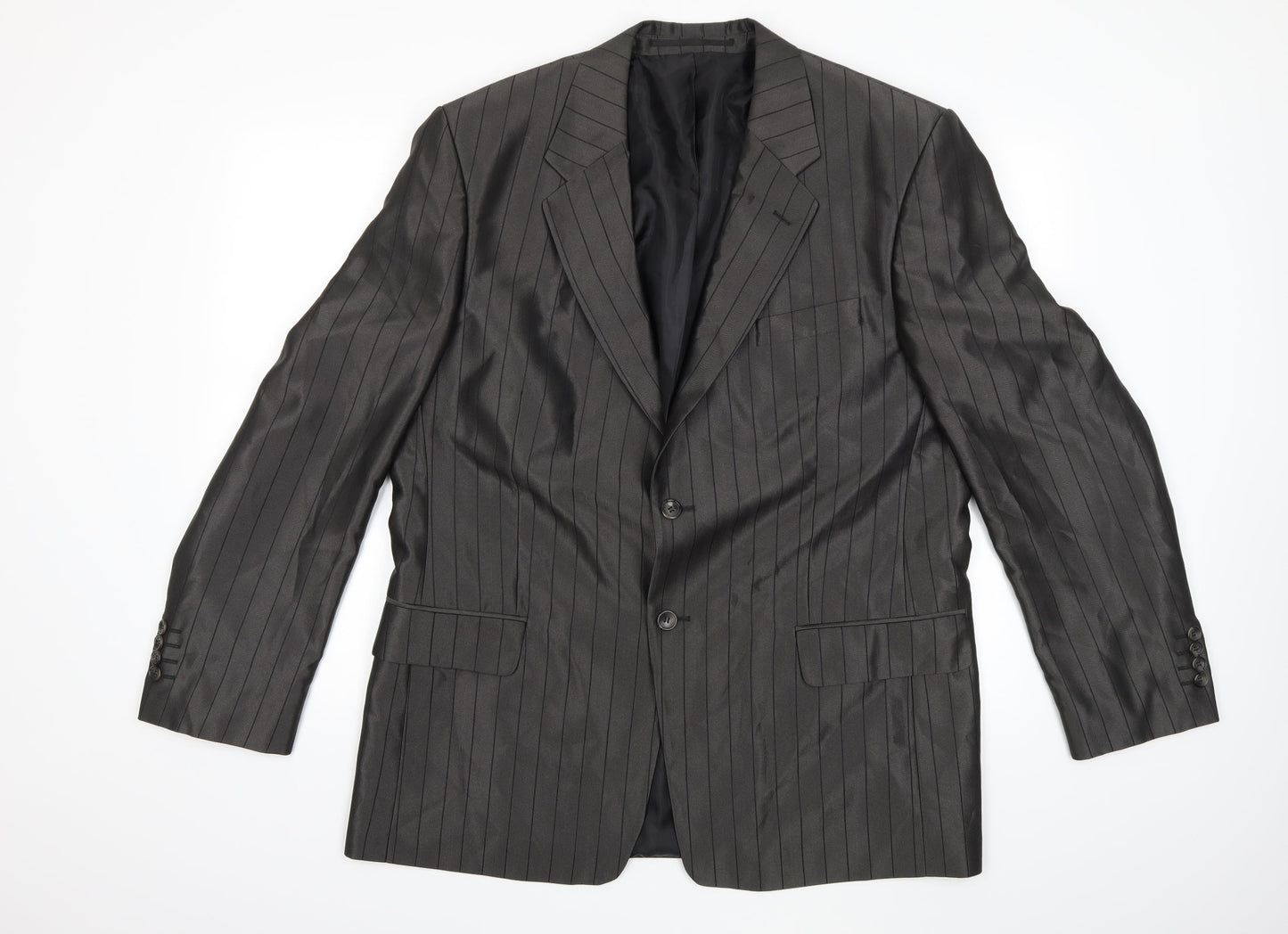 Preworn Mens Grey Striped  Jacket Suit Jacket Size 44