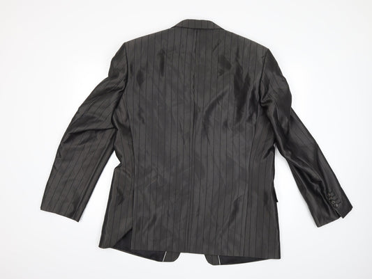 Preworn Mens Grey Striped  Jacket Suit Jacket Size 44