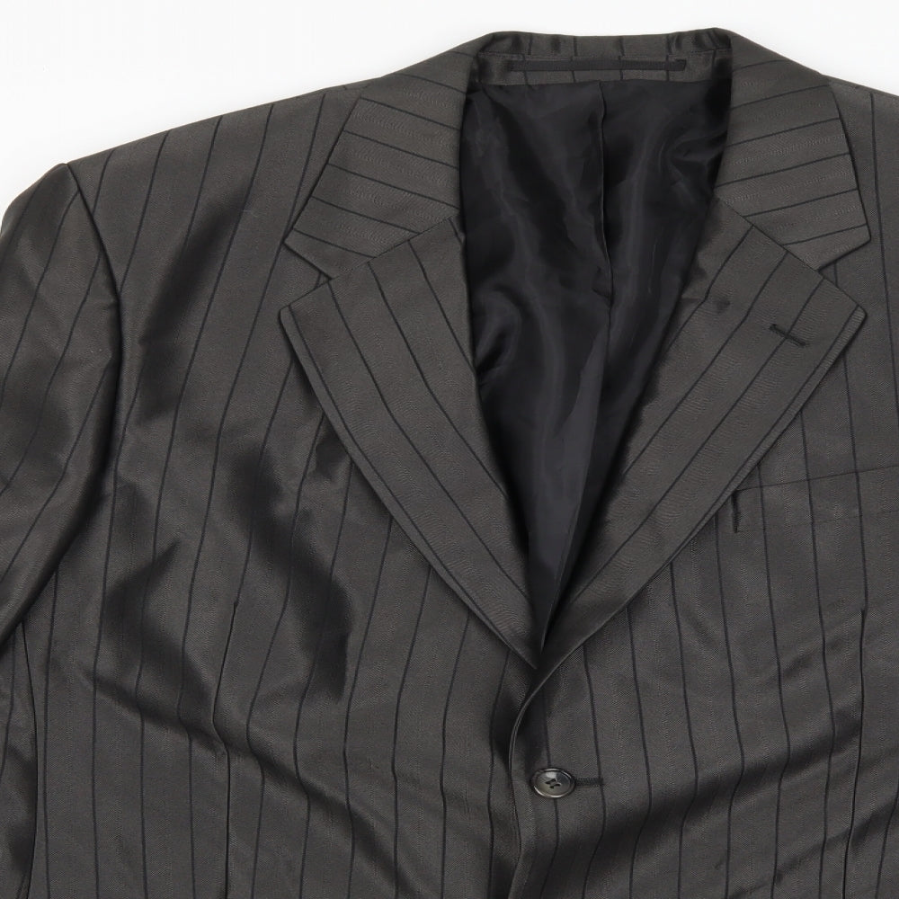 Preworn Mens Grey Striped  Jacket Suit Jacket Size 44