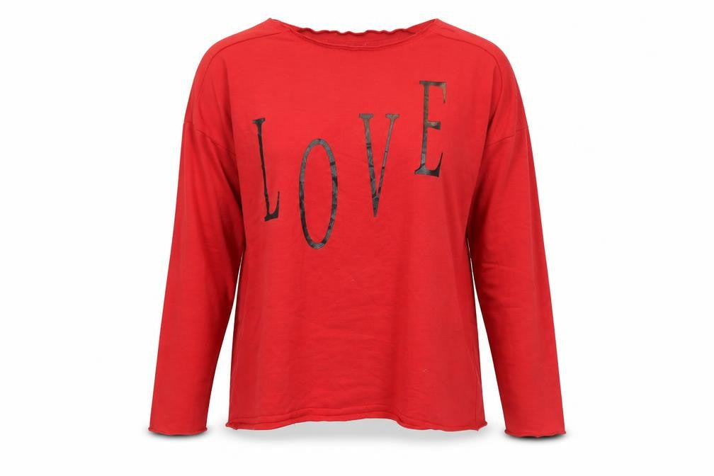 Front view of MANILLA women’s red pullover sweatshirt, size M