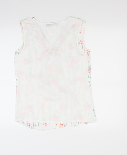 Preworn Womens White Floral  Basic Button-Up Size S