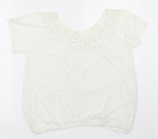 Preworn Womens White   Basic T-Shirt Size L