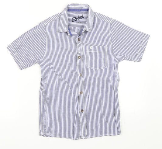 Rebel Boys Blue Striped  Basic Button-Up Size 9-10 Years