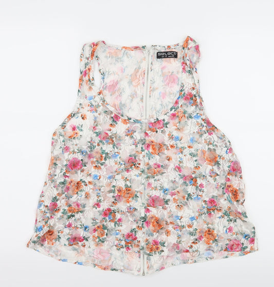 Select Womens White Floral Lace Camisole Tank Size 12