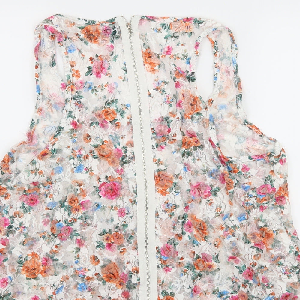Select Womens White Floral Lace Camisole Tank Size 12