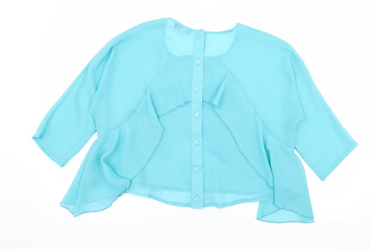Nikka Womens Blue   Basic Blouse Size 10  - Ruffle Detail