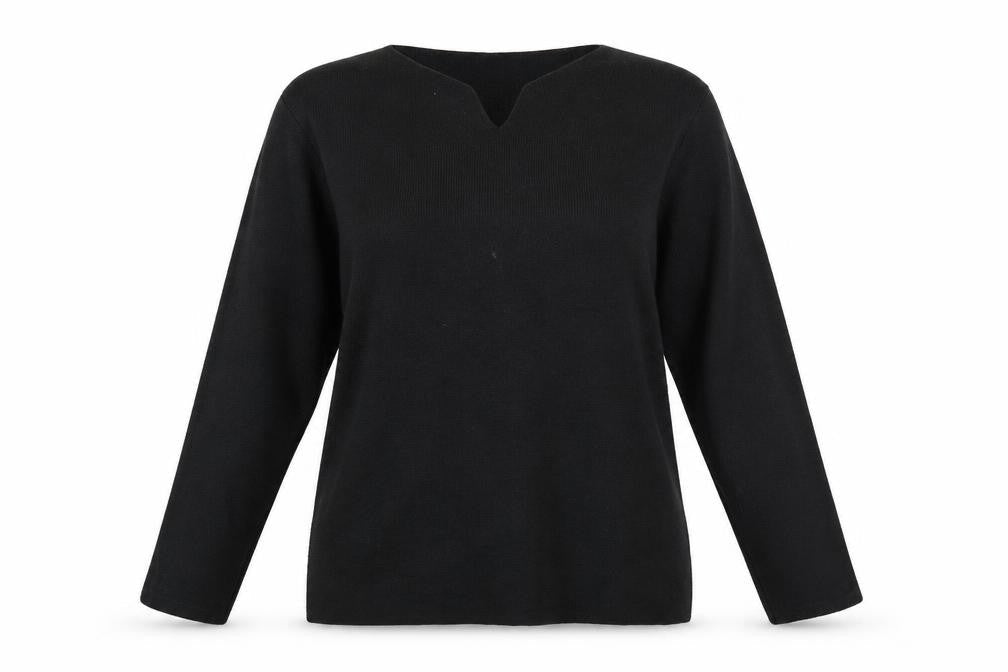Front view of Marks & Spencer women’s black jumper, size UK 12
