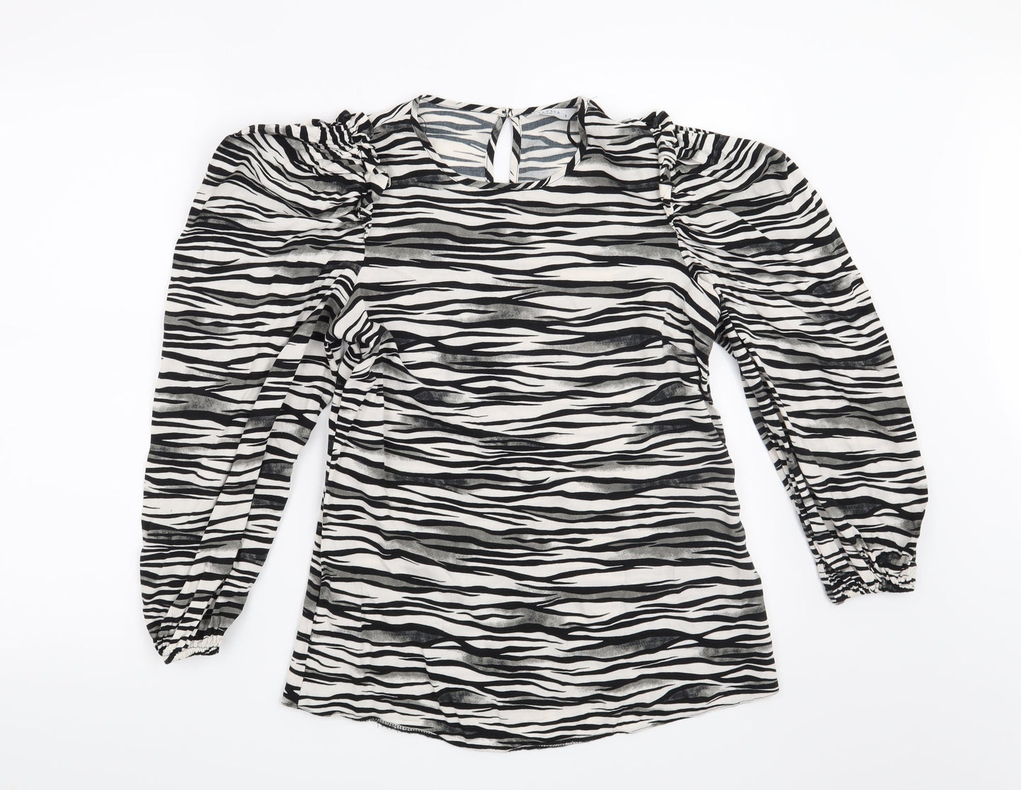 Papaya Womens White Animal Print  Basic Blouse Size 8