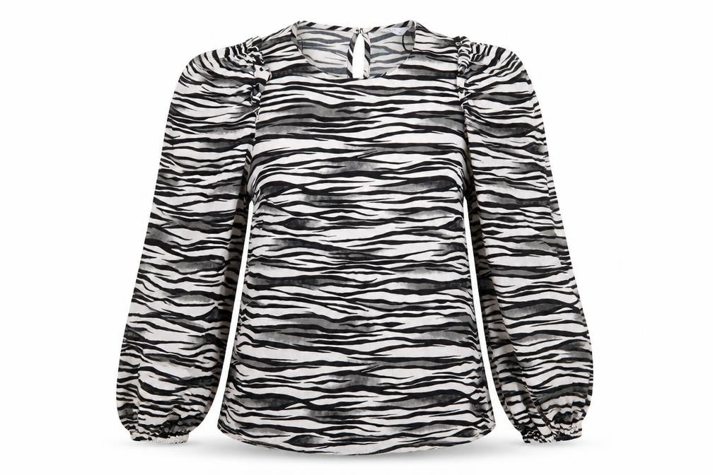 Front view of Papaya women’s white animal print basic blouse, size UK 8