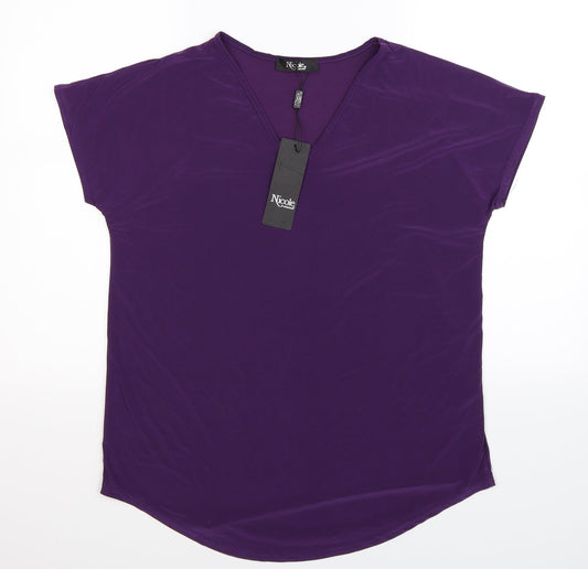 Nicole Womens Purple   Basic Blouse Size S