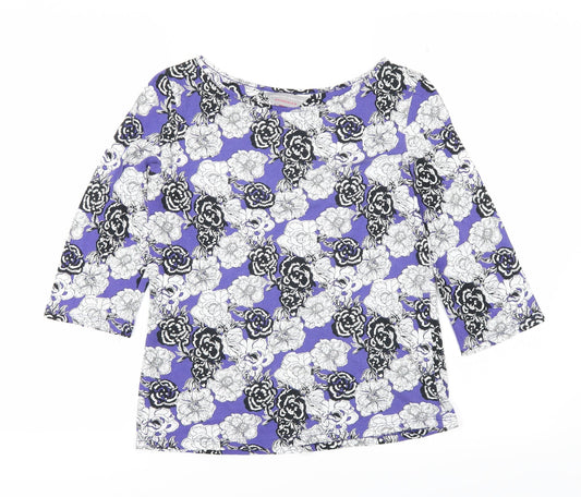 Dorothy Perkins Womens Purple Floral  Basic T-Shirt Size 10