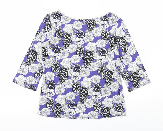 Dorothy Perkins Womens Purple Floral  Basic T-Shirt Size 10