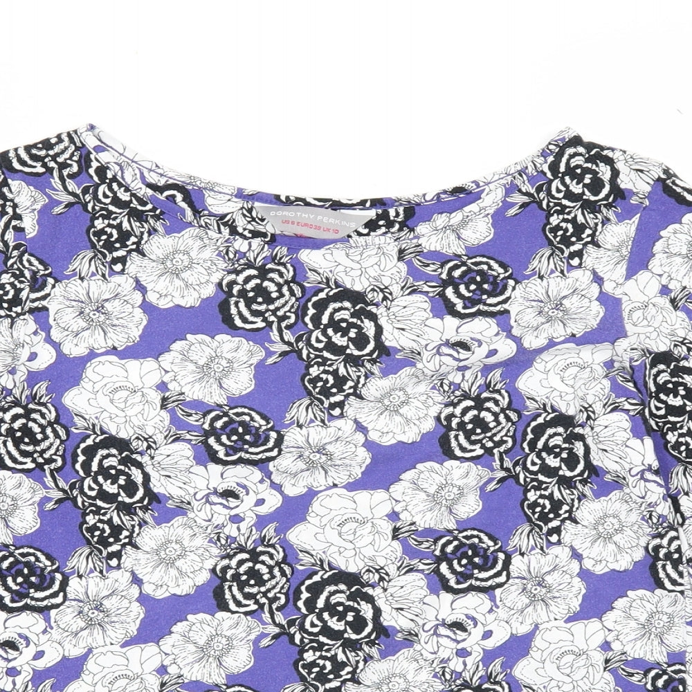 Dorothy Perkins Womens Purple Floral  Basic T-Shirt Size 10