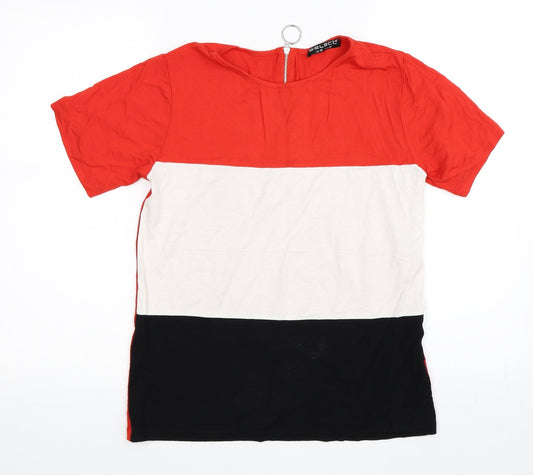 Select Womens Red Striped  Basic T-Shirt Size 10