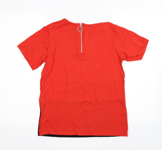 Select Womens Red Striped  Basic T-Shirt Size 10