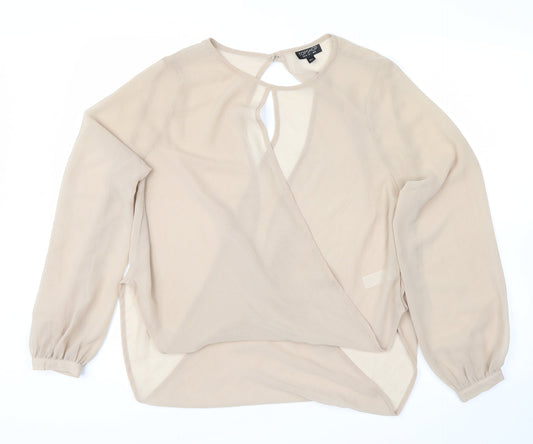 Topshop Womens Beige   Wrap Blouse Size 8