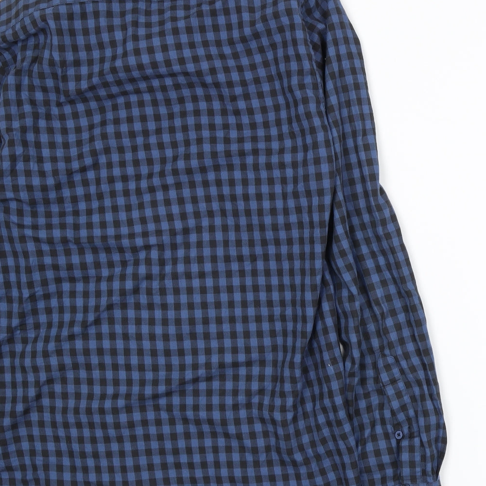 Seed Mens Blue Check   Button-Up Size M