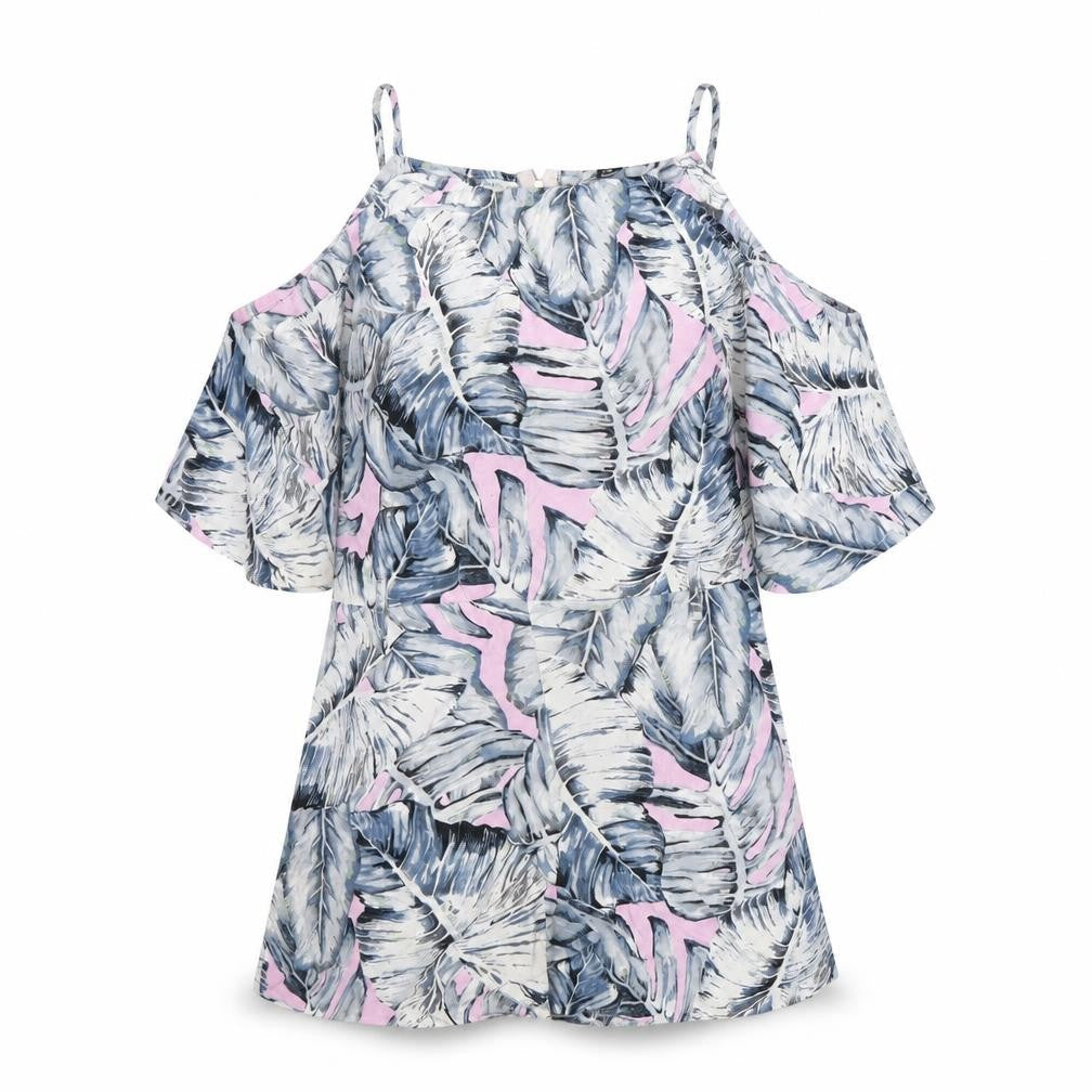 Front view of Miss Selfridge women’s black floral a-line, size UK 10