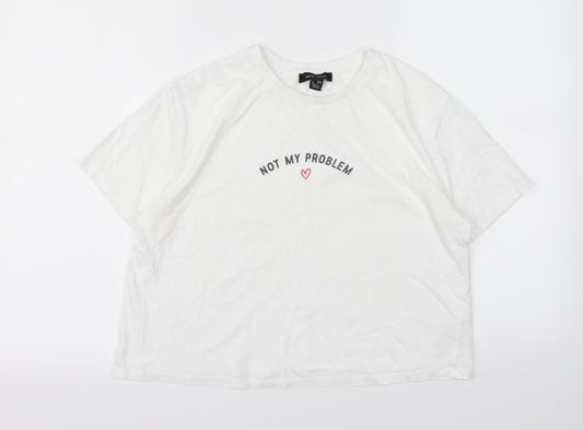 New Look Womens Silver   Cropped T-Shirt Size 6