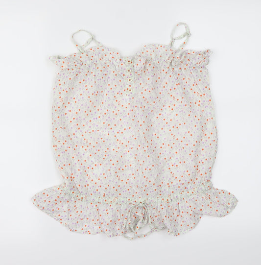 River Womens White Floral  Basic T-Shirt Size 6
