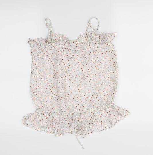 River Womens White Floral  Basic T-Shirt Size 6