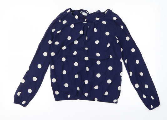 Billie & Blossom Womens Blue Polka Dot  Basic Blouse Size 8